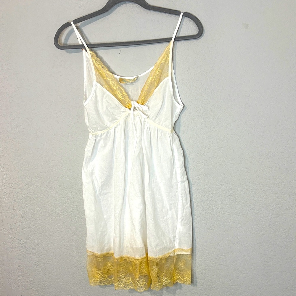VTG Mary Jo Bruno White Lace Slip Dress Lingerie M